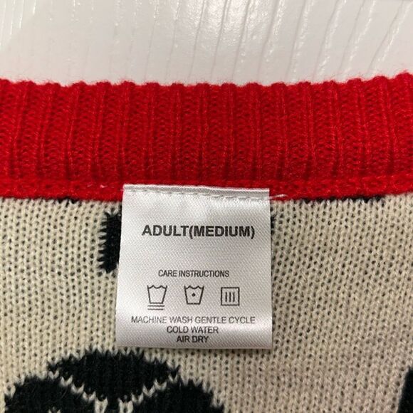 Women’s Black,Red & White Owl Sweater(Size Medium) - Picture 3 of 5